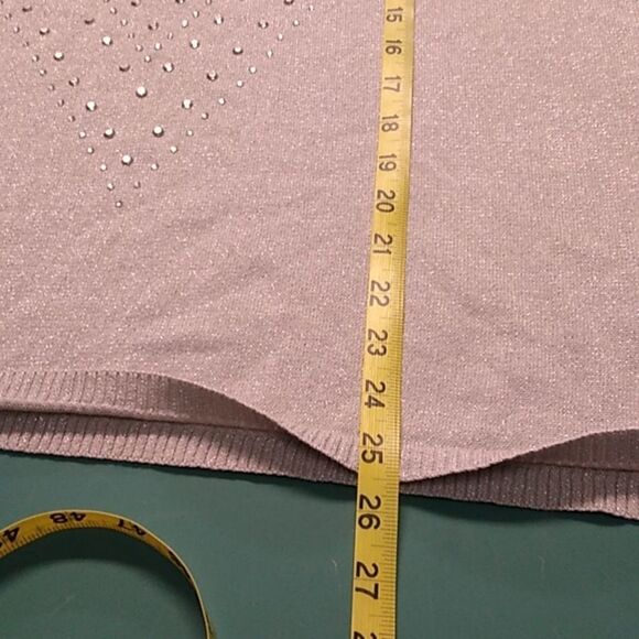 Nue Options Women 3X Cotton Blend Embellished light weight Gray Sweater - Picture 5 of 6